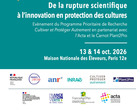 Le PPR CPA organise, les 13 et 14 octobre 2026 à la Maison Nationale des Éleveurs (Paris 12ᵉ), un événement consacré aux liens entre ruptures scientifiques et innovations pour la protection durable des cultures.