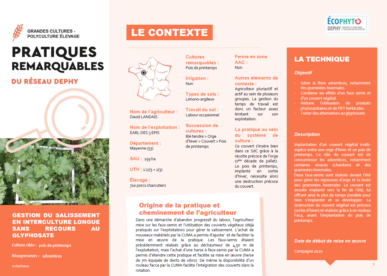 GESTION DU SALISSEMENT EN INTERCULTURE LONGUE SANS RECOURS AU GLYPHOSATE