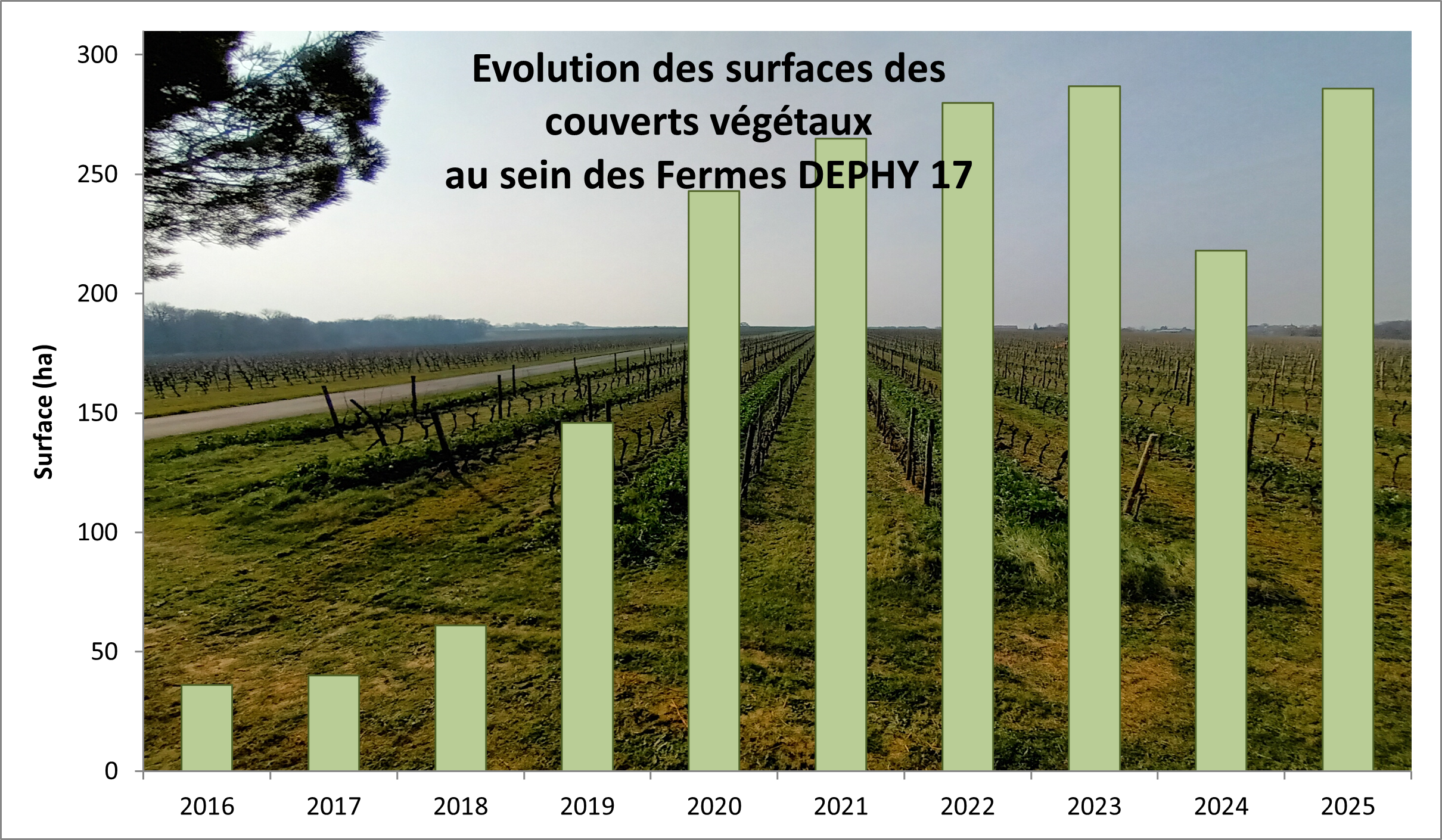 Evolution des couverts deouis 2016