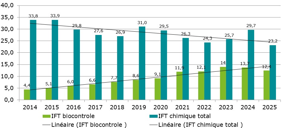 graphique IFT du groupe de 2014 à 2025