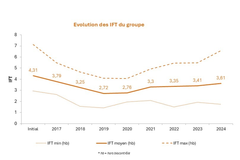 Graphique montrant l'évolution de l'IFT du groupe hors TS