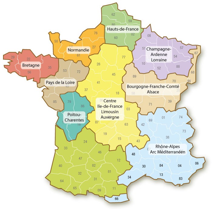 carte de France par régions